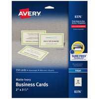Avery® 08376 2" x 3 1/2" Matte Ivory Micro Perforated Two-Sided Business Card - 250/Pack
