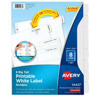 Avery® 14437 Big Tab 8-Tab White Paper Easy Peel Label Divider Set