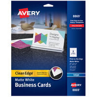 Avery® 08869 2" x 3 1/2" Matte White Clean Edge Premium Two-Sided Business Card - 160/Pack
