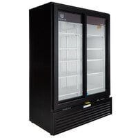 Beverage-Air MT53-1-SDB 54" Marketeer Series Black Refrigerated Sliding Glass Door Merchandiser with LED Lighting