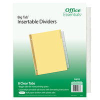 Avery® 24833 Office Essentials Big Tab 8-Tab Buff Paper / Clear Printable Insertable Divider Set - 6/Pack