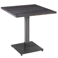 Lancaster Table & Seating Industrial 30" x 30" Solid Wood Live Edge Table with Antique Slate Gray Finish