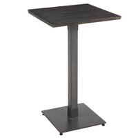 Lancaster Table & Seating Industrial 24" x 24" Solid Wood Live Edge Bar Height Table with Antique Slate Gray Finish