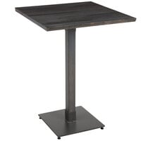 Lancaster Table & Seating Industrial 30" x 30" Solid Wood Live Edge Bar Height Table with Antique Slate Gray Finish