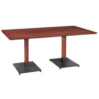 Lancaster Table & Seating Industrial 30" x 72" Solid Wood Live Edge Standard Height Table with Mahogany Finish