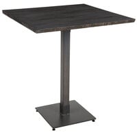 Lancaster Table & Seating Industrial 36" x 36" Solid Wood Live Edge Bar Height Table with Antique Slate Gray Finish