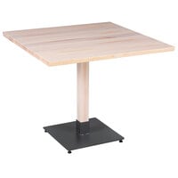 Lancaster Table & Seating Industrial 36" x 36" Solid Wood Live Edge Standard Height Table with Antique White Wash Finish