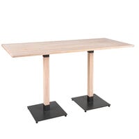 Lancaster Table & Seating Industrial 30" x 72" Solid Wood Live Edge Bar Height Table with Antique White Wash Finish