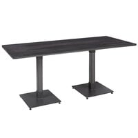 Lancaster Table & Seating Industrial 30" x 72" Solid Wood Live Edge Table with Antique Slate Gray Finish