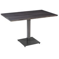 Lancaster Table & Seating Industrial 30" x 48" Solid Wood Live Edge Table with Antique Slate Gray Finish