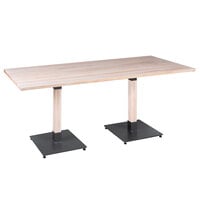 Lancaster Table & Seating Industrial 30" x 72" Solid Wood Live Edge Table with Antique White Wash Finish