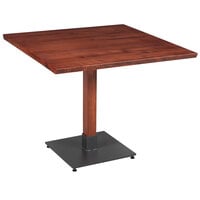 Lancaster Table & Seating Industrial 36" x 36" Solid Wood Live Edge Standard Height Table with Mahogany Finish