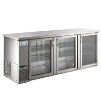 Avantco UBB-4G-HC 90" Stainless Steel Counter Height Glass Door Back Bar Refrigerator with LED Lighting