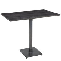 Lancaster Table & Seating Industrial 30" x 48" Solid Wood Live Edge Bar Height Table with Antique Slate Gray Finish