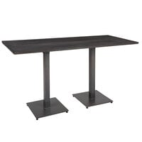 Lancaster Table & Seating Industrial 30" x 72" Solid Wood Live Edge Bar Height Table with Antique Slate Gray Finish