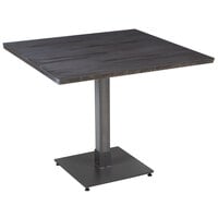 Lancaster Table & Seating Industrial 36" x 36" Solid Wood Live Edge Table with Antique Slate Gray Finish