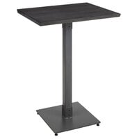 Lancaster Table & Seating Industrial 24" x 30" Solid Wood Live Edge Bar Height Table with Antique Slate Gray Finish