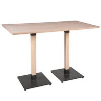 Lancaster Table & Seating Industrial 30" x 60" Solid Wood Live Edge Bar Height Table with Antique White Wash Finish