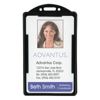 Advantus 75657 2 1/8" x 3 3/8" Black Vertical ID Card Holder   - 25/Pack