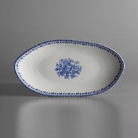 Luzerne Lancaster Garden by Oneida 1880 Hospitality L6703061342 9 3/4" Blue Porcelain Oval Plate - 36/Case