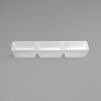 Oneida Fusion by 1880 Hospitality R4020000945 7 1/4" 3-Compartment Bright White Porcelain Rectangular Dish - 36/Case
