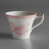 Luzerne Lancaster Garden by Oneida 1880 Hospitality L6703052520 6 oz. Pink Porcelain Tea Cup - 48/Case