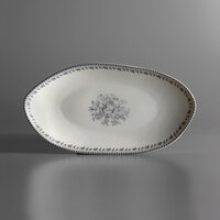 Luzerne Lancaster Garden by Oneida 1880 Hospitality L6703068342 9 3/4" Grey Porcelain Oval Plate - 36/Case