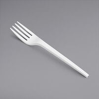 EcoChoice Heavy Weight Compostable 6 1/2" White CPLA Plastic Fork - 50/Pack