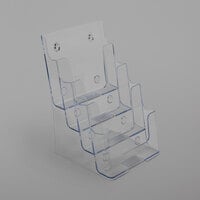 Deflecto 77901 DocuHolder 6 7/8" x 6 1/4" x 10" Clear 4-Compartment Tiered Booklet Size Literature Holder