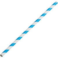 EcoChoice 7 3/4" Blue Stripe Jumbo Unwrapped Paper Straw - 4800/Case