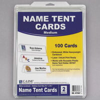C-Line 87587 2 1/2" x 8 1/2" Embossed White Tent Card - 100/Box