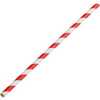 EcoChoice 7 3/4" Red Stripe Jumbo Unwrapped Paper Straw - 4800/Case