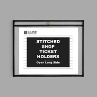 C-Line 49912 12" x 9" Clear Stitched Shop Ticket Holder with 75 Sheet Capacity   - 25/Box
