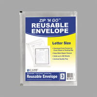C-Line 48117 Zip 'N Go 13" x 10" Clear Polypropylene Reusable Envelope with Outer Pocket   - 3/Pack