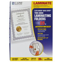 C-Line 65187 Cleer Adheer Quick Cover 11 1/2 inch x 9 1/8 inch Super Heavy Weight Clear Laminate Laminating Pocket - 25/Box