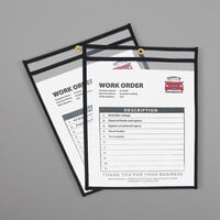 C-Line 46912 9" x 12" Double Sided Clear Stitched Shop Ticket Holder with 75 Sheet Capacity - 25/Box
