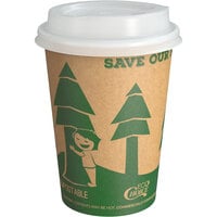 EcoChoice 12 oz. Kraft Tree Print Hot Cup and Lid - 100/Pack