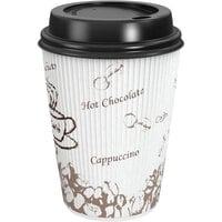 Choice 12 oz. Sleeveless Bean Print Paper Hot Cup and Lid - 100/Pack