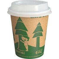 EcoChoice 10 oz. Kraft Tree Print Hot Cup and Lid - 100/Pack