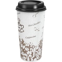 Choice 20 oz. Sleeveless Bean Print Paper Hot Cup and Lid - 100/Pack