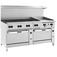 Vulcan 72RS-8B24GT Endurance 72" 8 Burner Liquid Propane Range with 24" Thermostatic Griddle, Standard Oven, and Refrigerated Base - 280,000 BTU