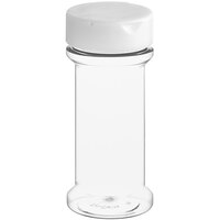 53/485 7 oz. Round Plastic Spice Container and Induction-Lined Dual Flapper Lid with 3 Holes