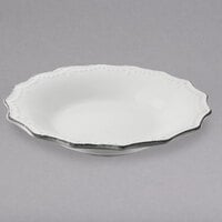 10 Strawberry Street OXFRD-3 Oxford 16 oz. Silver/Metallic Rim White Stoneware Salad Bowl - 24/Case