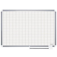 MasterVision CR0830830A 36" x 48" White Grid Porcelain Dry Erase Planning Board with Accessories - 1" x 2" Grid