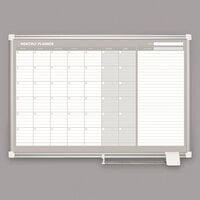 MasterVision GA0397830 36" x 24" Magnetic Monthly Enameled Steel Dry Erase Board with Silver Aluminum Frame