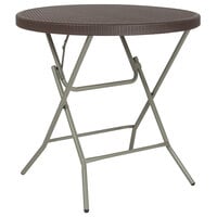 Flash Furniture DAD-FT-80R-GG 31 1/2" Round Brown Rattan Plastic Folding Table