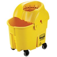 Rubbermaid FG759088YEL WaveBrake® 35 Qt. Yellow Institutional Mop Bucket with Sieve Wringer