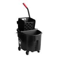 Rubbermaid 1863896 Executive Series WaveBrake® 35 Qt. Black Mop Bucket with Side Press Wringer and Dirty Water Bucket
