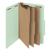 Smead 19093 Legal Size Gray / Green Pressboard 3 Divider Classification Folder - 10/Box