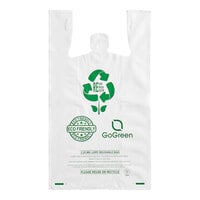 Choice 1/6 Standard Size 2.25 Mil White Reusable Extra Heavy-Duty Plastic T-Shirt Bag - 200/Case